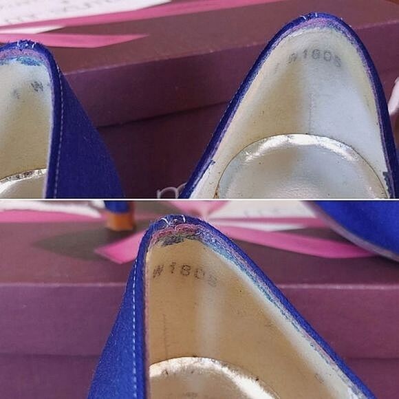 Vtg 80s Stuart Weitzman for Mr. Seymour blue sateen pumps - Picture 9 of 16